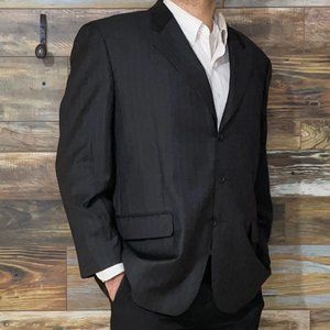 Gianni Manzoni Angelico Super 140's Wool Charcoal Gray Striped Blazer Jacket 52R